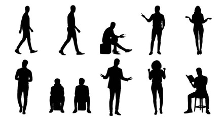 Fototapeta premium Collection of human silhouettes in various poses