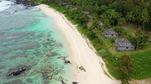 Palmar beach on the east coast, Indian Ocean, Mauritius Island. Palmar beach with turquoise sea and beautiful white sandy beach, Mauritius Island.