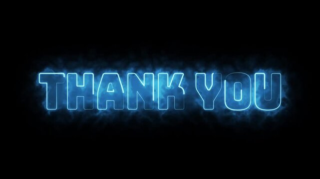 Looping neon &ldquo;Thank You&rdquo; text animation with luminous glow and haze effect, ideal for gratitude messages, endings, and digital screens.