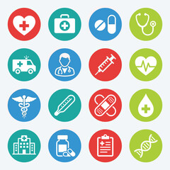 Fototapeta premium Medical Icons Healthcare With Heart With Ambulance