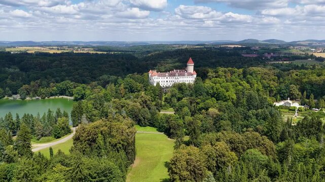 Magnificent Konopiste castle sits in Beneov, Central Bohemian, Czech Republic, Explore the stunning architecture of the Konopiste castle in Beneov, Central Bohemian, Czech Republic.