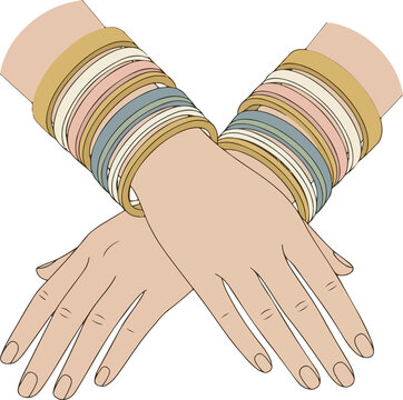 Woman's Hands Wearing Bangles