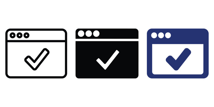 Visual Representation Of Browser Compatibility And Approval Across Different Themes And Designs Vector Checkmark Icons