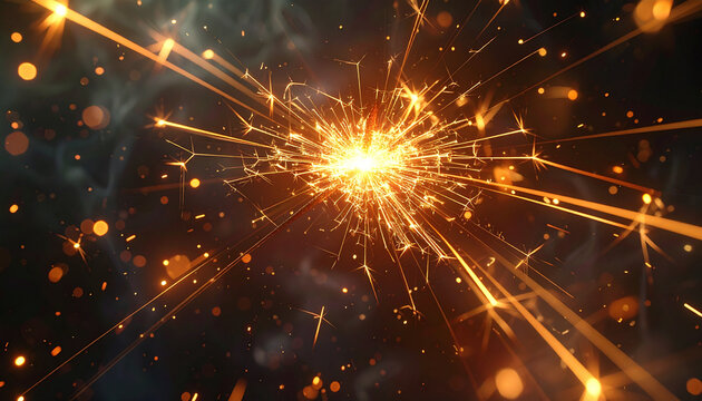 Sparkling explosion on dark background