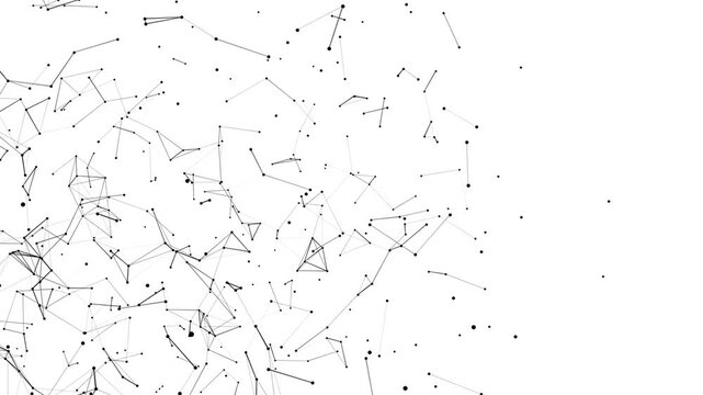 Connected lines network structure. 3D digital data technology concept. black ink splat background