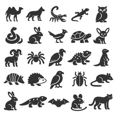 Obraz premium Silhouette collection of various animals in iconic poses.