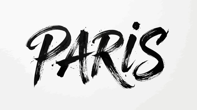 Paris Brushstroke Lettering Vector Artwork Featuring Bold Black Hand‑Drawn Typography on White Background for Creative Design, Artistic Projects, Branding, and Decorative Graphic Applications