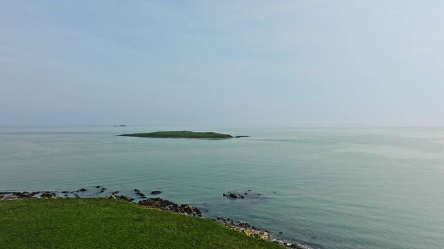 Wild Irish Islands from Above &ndash; Bright Green Fields Surrounded by Blue Sea
