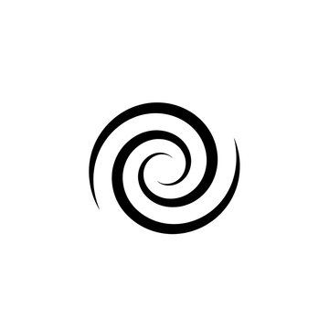 Black swirl spiral graphic design element.
