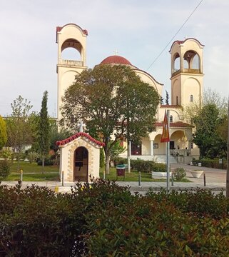 Facade of Orthodox church in Nea Krini, Kalamaria, Thessaloniki, Greece