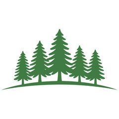Obraz premium Group of green pine trees illustration