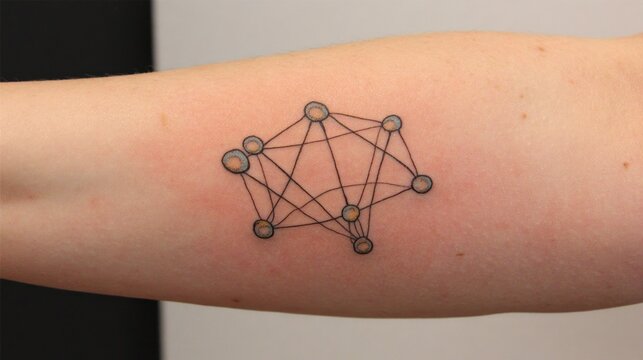 Geometric Network Tattoo Design on Arm.