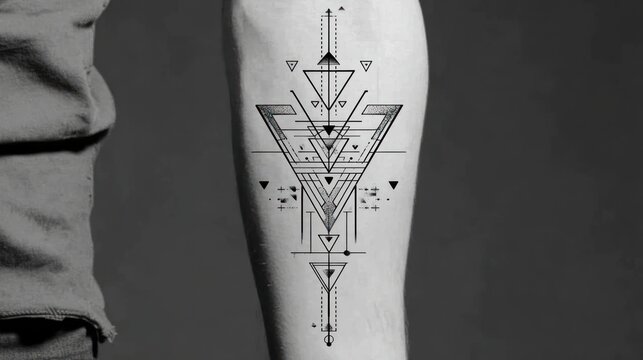 Geometric Tattoo Design on Arm.