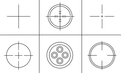 Target Crosshair Icon Set with Aim Reticle Symbols Scope Marks and Precision Focus Elements for Shooting Design © Bahadur