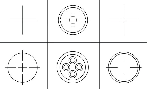 Target Crosshair Icon Set with Aim Reticle Symbols Scope Marks and Precision Focus Elements for Shooting Design
