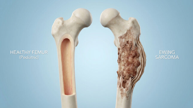3D Cross-Section of Pediatric Femur Showing Ewing Sarcoma Tumor