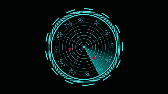 Radar Scanning loop. Radar screen animation .radar. Looped animation radar icon on a transparent background 4k video.