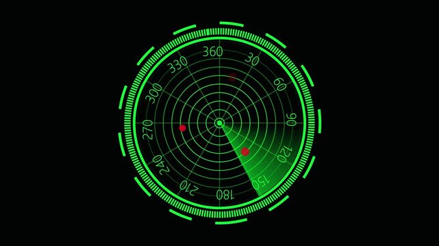 Radar Scanning loop. Radar screen animation .radar. Looped animation radar icon on a transparent background 4k video.