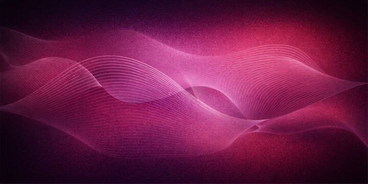 A digital art wallpaper featuring a smooth motion design of flowing purple and pink waves with bright light lines and a fractal curve pattern on an abstract textured background