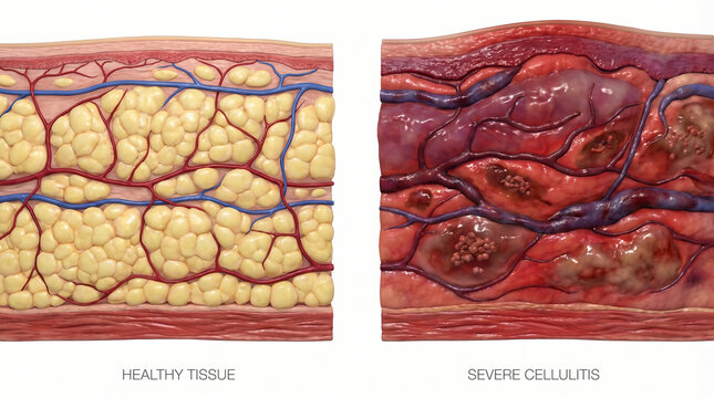 3D Tissue Comparison of Healthy Subcutaneous Layer and Severe Cellulitis