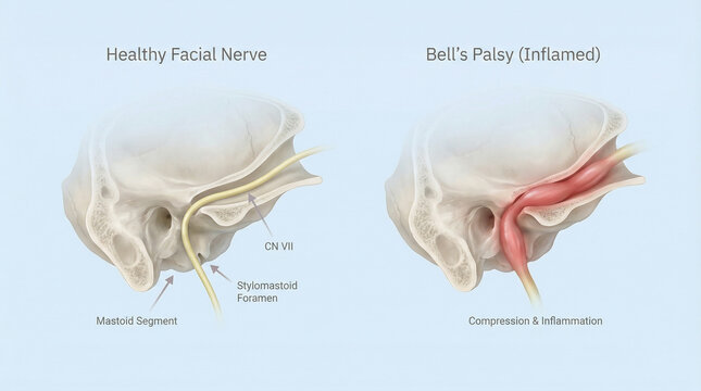 ​3D Comparison of Healthy Facial Nerve and Bell's Palsy Inflammation