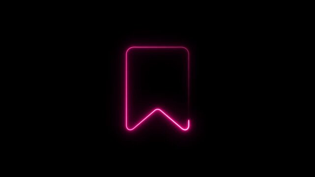 glowing neon line bookmark save icon animation for saved pages favorites and modern digital interface navigation tool design, 4k video