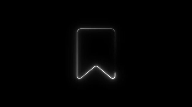glowing neon line bookmark save icon animation for saved pages favorites and modern digital interface navigation tool design, 4k video