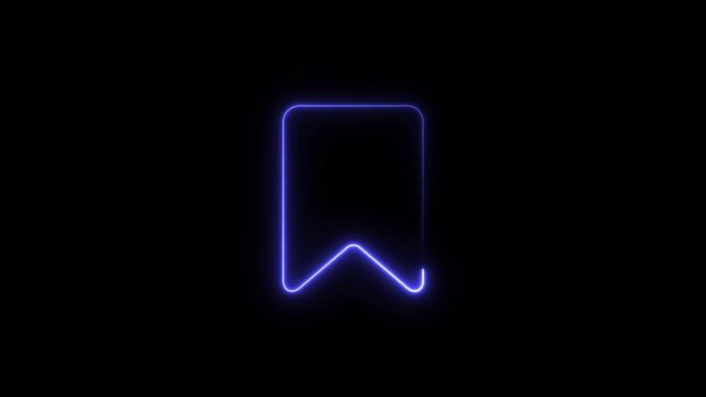 glowing neon line bookmark save icon animation for saved pages favorites and modern digital interface navigation tool design, 4k video