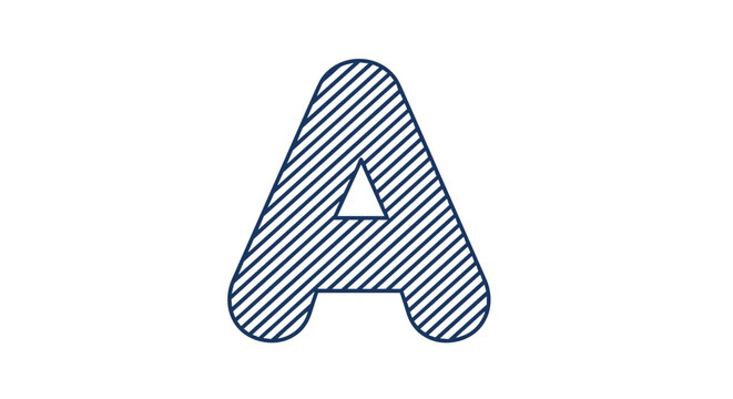 Capital letter A filled with a dark blue diagonal stripe pattern creates a bold and textured typographic element for initials or alphabet sets.