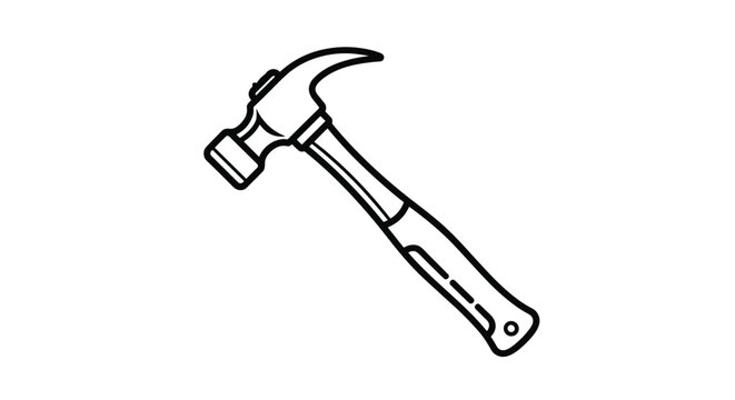 Professional hammer tool shown in a clean line art style represents carpentry construction and home improvement projects in a simple icon format.