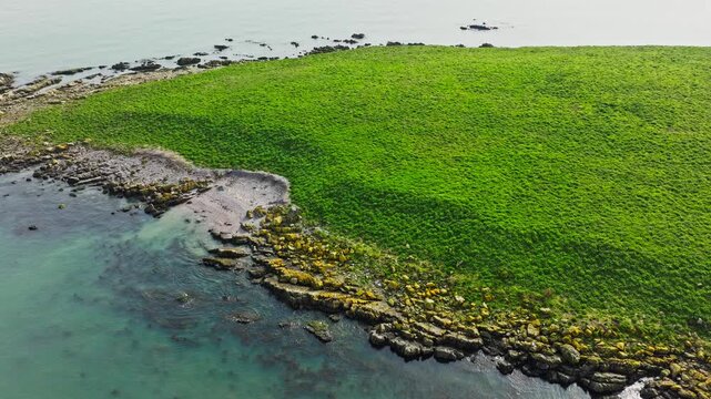Scenic Irish Islands &ndash; Vibrant Greens and Deep Blue Sea from Above
