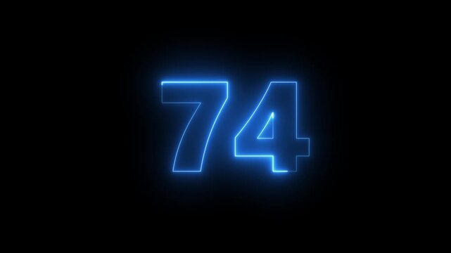 Glowing neon animated number 4. blue animated light outline color looping trendy glowing neon numeric number 4. Educational mathematics concept with neon letter. Big 3D Numbers animation for intros.
