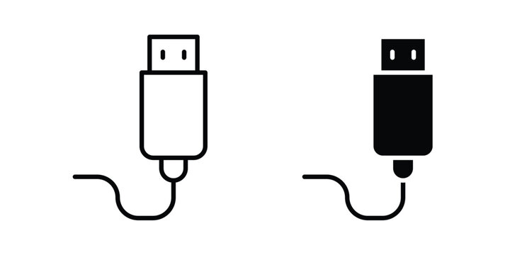 USB cable icon. glyph style icon. Stroke icons