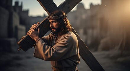 Fototapeta premium Jesus Christ carrying the cross.