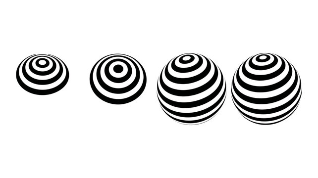 Concentric circles spheres with concentric abstract illustration geometric dimensional illusion gradient