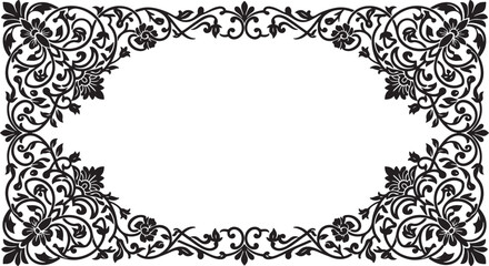 Obraz premium Vintage floral decorative frame border with ornate scrollwork