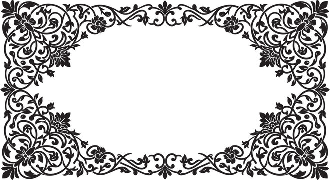 Vintage floral decorative frame border with ornate scrollwork
