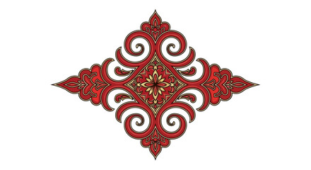 Elegant red and gold traditional Arabic floral ornament motif on white background © Bagaskara