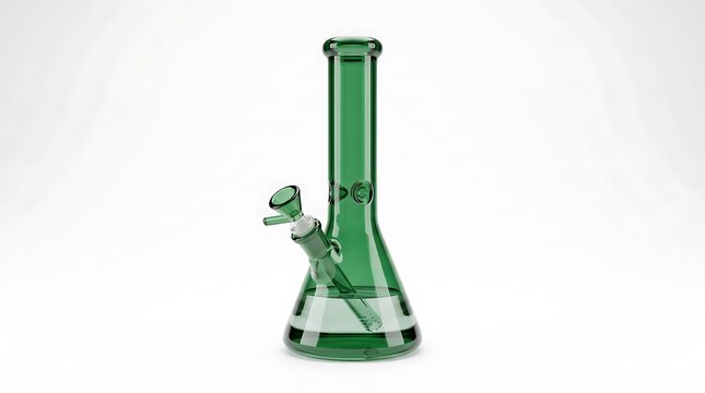 Green glass bong with side tube and bowl  smoking device
