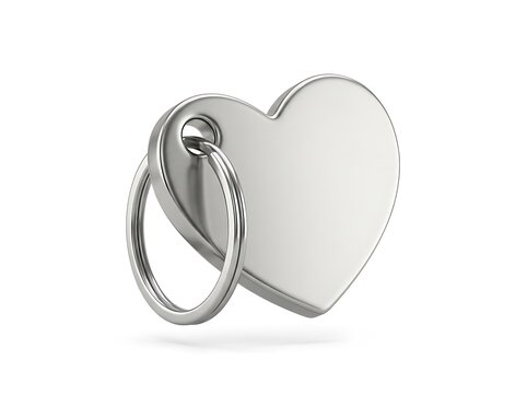 Silver heart shaped pendant with metal ring attached