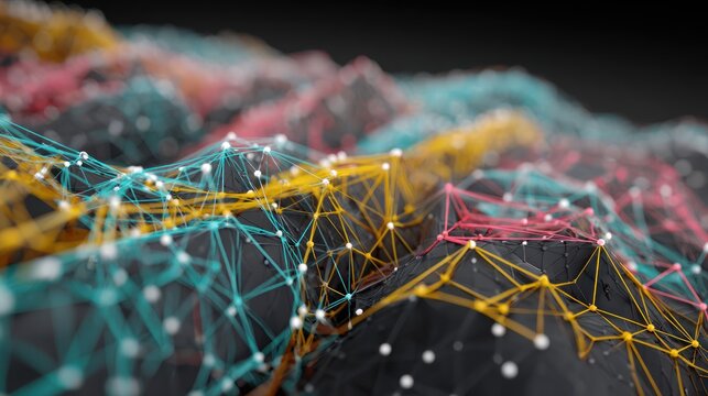 Abstract Network of Connected Nodes and Lines.