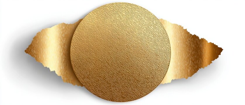 Golden Round Disc with Shredded Ribbon Metallic Texture