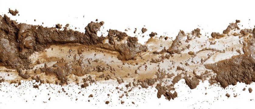 Dirty Mud Splash in Motion on White Background