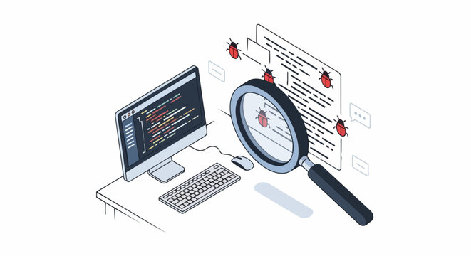 Software Development Debugging and Quality Assurance Concept Isometric Illustration