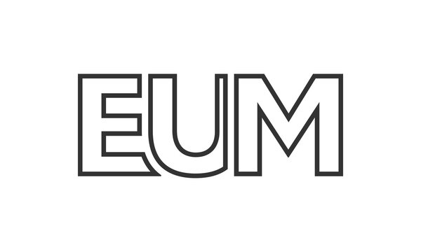 EUM logo design template with strong and modern bold text. Initial based vector logotype featuring simple and minimal typography. Trendy company identity.