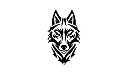 Minimalist tribal wolf vector tattoo black white graphic design © SobujChandra
