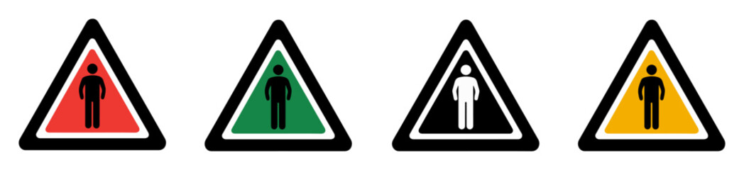 pedestrian crossing warning sign icon set © graphixecho