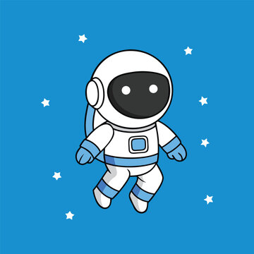 Adorable Astronaut Cartoon Illustration Space Design