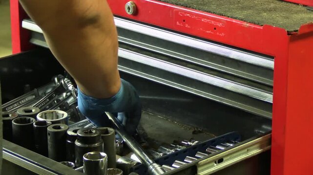 Selecting Socket and Extension from Organized Tool Drawer