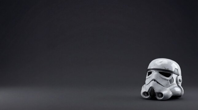 White futuristic helmet on a dark background for sci-fi theme